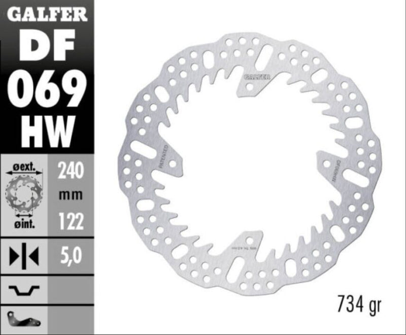 Galfer BRAKE ROTOR SHARK FIXED Silver Solid-Mount Rear One Piece (Fixed) Stainless Steel #DF069HW