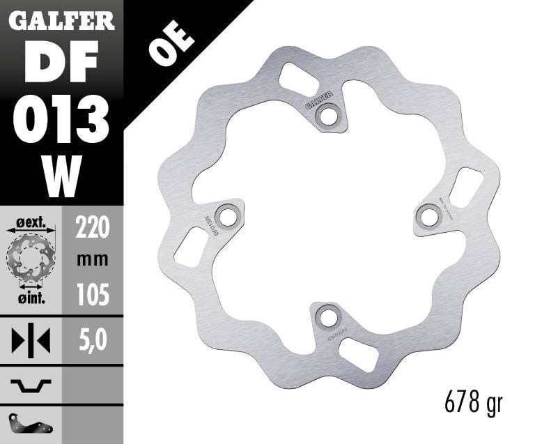 Galfer Wave® Brake Rotor Silver Solid-Mount Rear One Piece (Fixed) Stainless Steel #DF013W