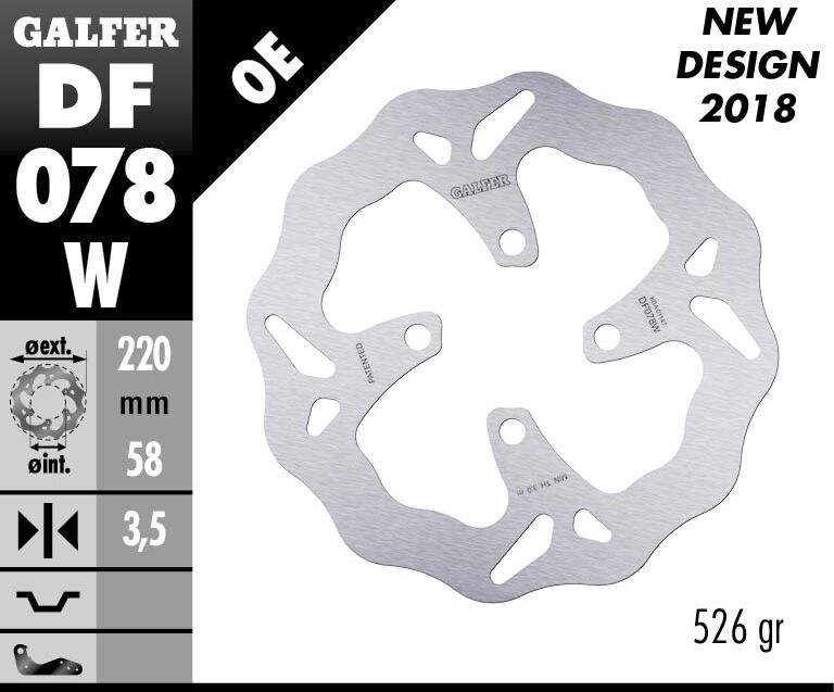 Galfer Wave® Brake Rotor for 2011-2024 HONDA Silver Solid-Mount Front One Piece (Fixed) Stainless Steel #DF078W