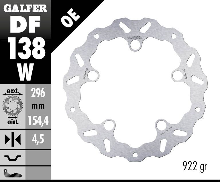 Galfer Wave® Brake Rotor for 2018-2026 HONDA Silver Solid-Mount Front One Piece (Fixed) Stainless Steel #DF138W