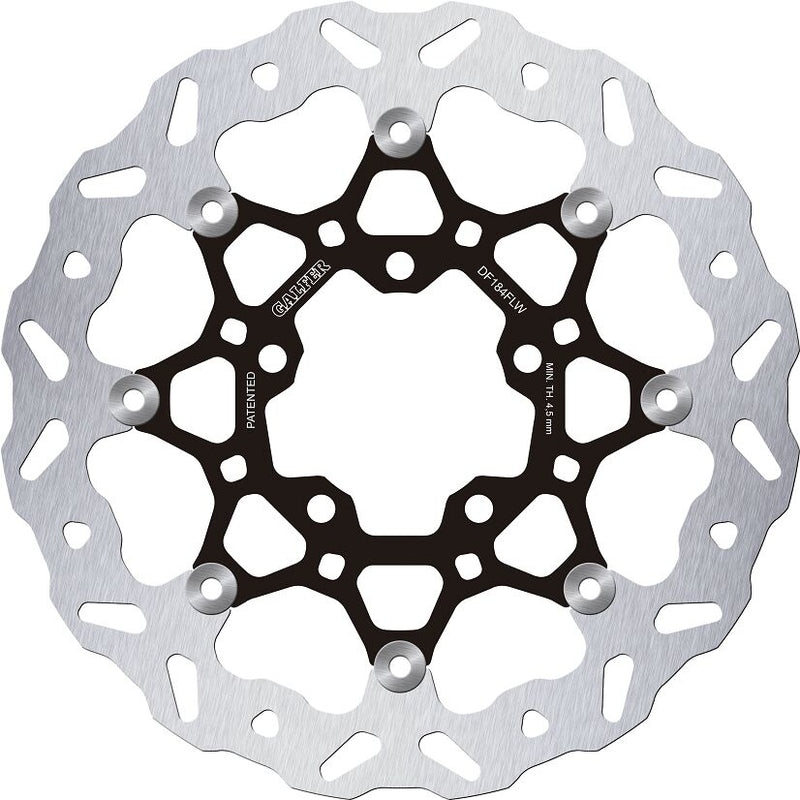 Galfer Brake Rotor for 2004-2026 KAWASAKI Wave® Black Silver Full-Floating Front Two Piece (Floating) Stainless Steel #DF184FLW