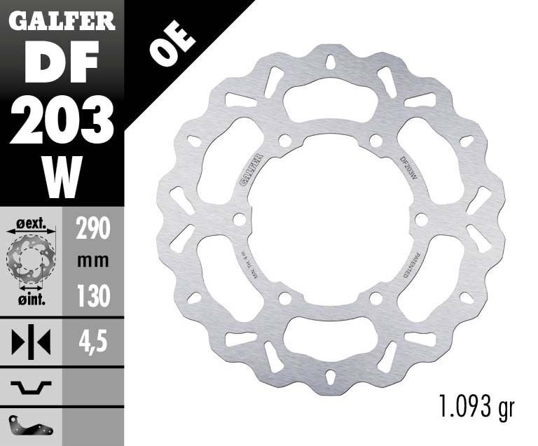 Galfer Wave® Brake Rotor for 2008-2012, 2015-2016, 2023-2025 KAWASAKI Silver Solid-Mount Front One Piece (Fixed) Stainless Steel #DF203W