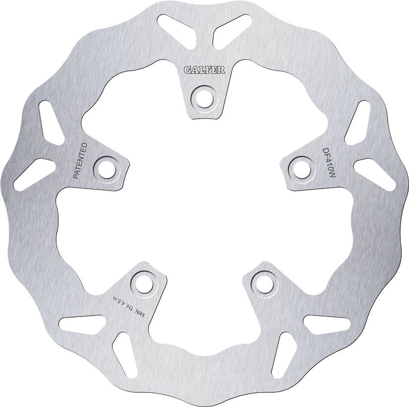 Galfer Wave® Brake Rotor for 2005-2011 KYMCO XCITING Silver Solid-Mount Front One Piece (Fixed) Stainless Steel #DF410W