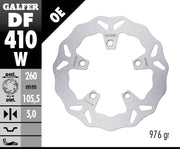 Galfer Wave® Brake Rotor for 2005-2011 KYMCO XCITING Silver Solid-Mount Front One Piece (Fixed) Stainless Steel #DF410W