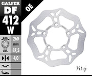 Galfer Wave® Brake Rotor for 2003-2021 KYMCO Silver Solid-Mount Front One Piece (Fixed) Stainless Steel #DF412W