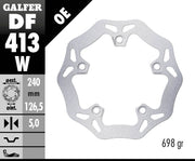 Galfer Wave® Brake Rotor for 2005-2011 KYMCO XCITING Silver Solid-Mount Rear One Piece (Fixed) Stainless Steel #DF413W