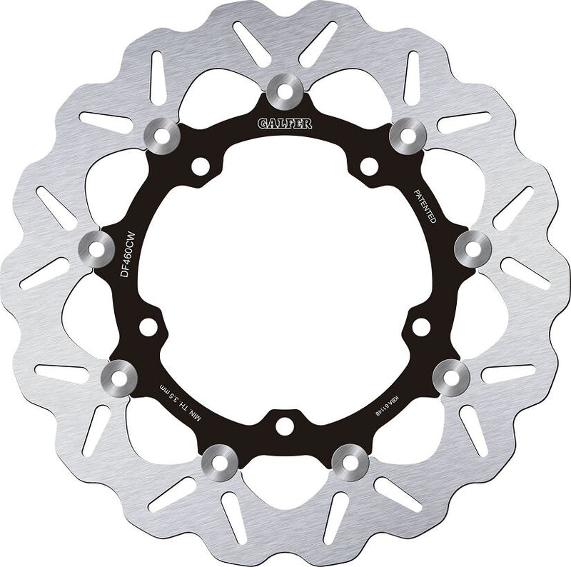 Galfer Brake Rotors for 2015-2024 YAMAHA Wave® Black Silver Full-Floating Front Two Piece (Floating) Stainless Steel #DF460CW