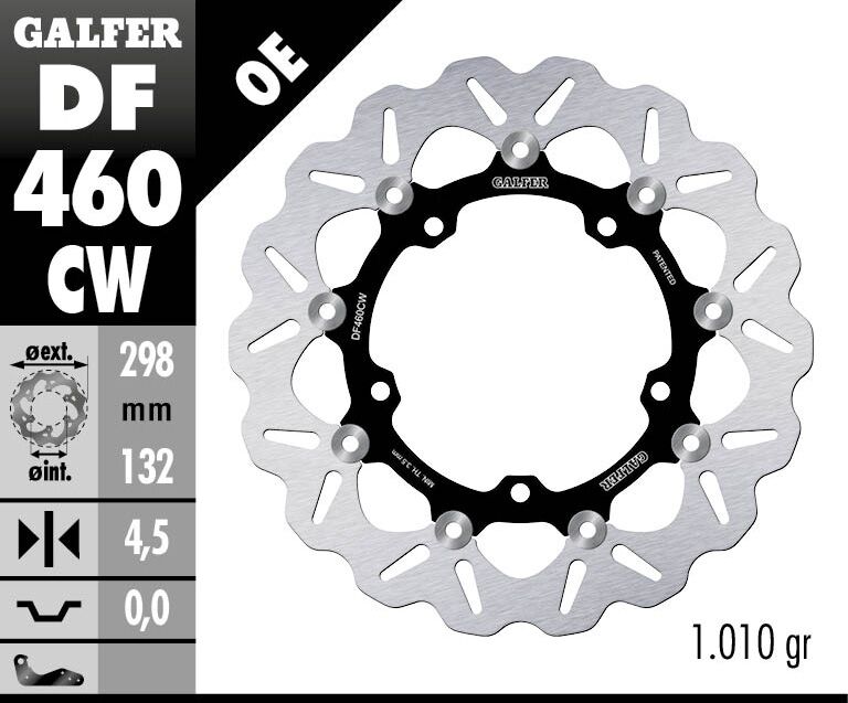 Galfer Brake Rotors for 2015-2024 YAMAHA Wave® Black Silver Full-Floating Front Two Piece (Floating) Stainless Steel #DF460CW