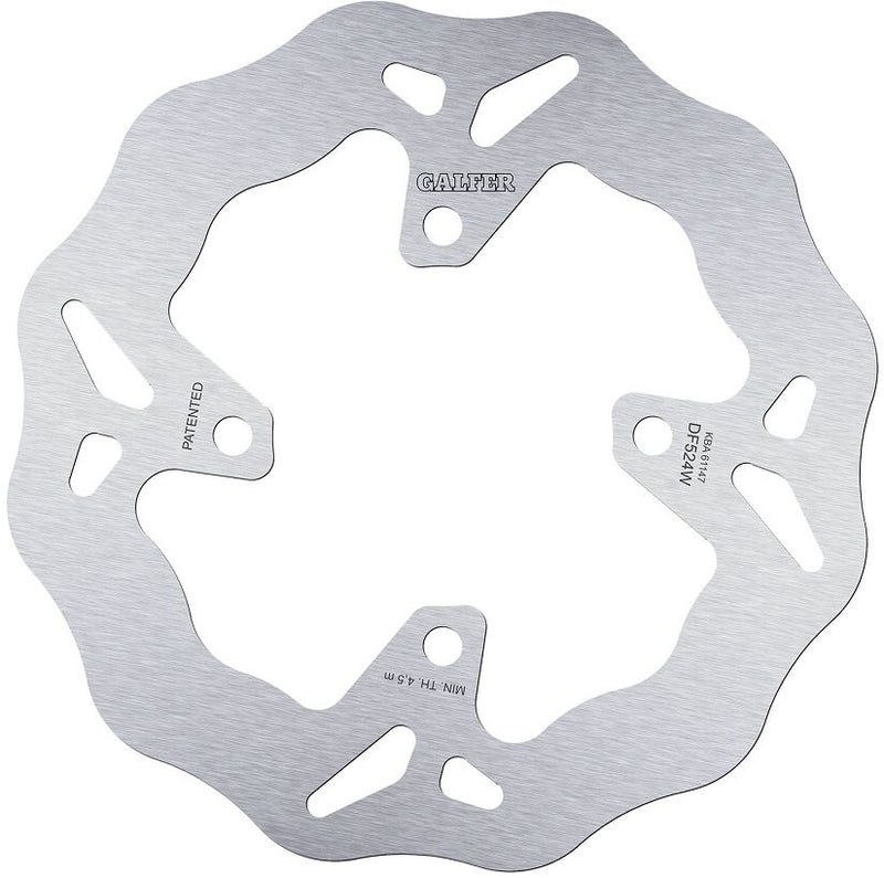 Galfer Wave® Brake Rotor Silver Solid-Mount Rear One Piece (Fixed) Stainless Steel #DF524W