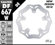 Galfer Wave® Brake Rotor Silver Solid-Mount Rear One Piece (Fixed) Stainless Steel #DF667W