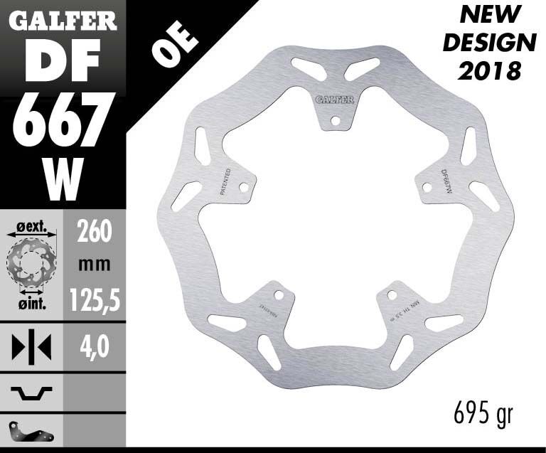 Galfer Wave® Brake Rotor Silver Solid-Mount Rear One Piece (Fixed) Stainless Steel #DF667W