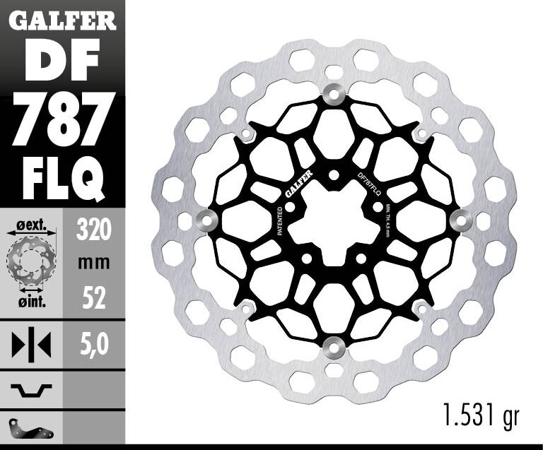 Galfer Brake Rotor Floating Cubiq Black Silver Full-Floating Front Two Piece (Floating) Stainless Steel #DF787FLQ