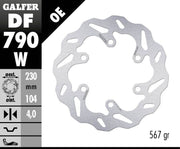 Galfer Wave® Brake Rotor Silver Solid-Mount Rear One Piece (Fixed) Stainless Steel #DF790W