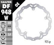 Galfer Wave® Brake Rotor for 2022-2024 KTM Silver Solid-Mount Front One Piece (Fixed) Stainless Steel #DF948W