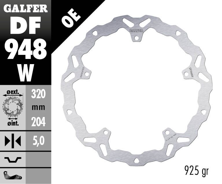 Galfer Wave® Brake Rotor for 2022-2024 KTM Silver Solid-Mount Front One Piece (Fixed) Stainless Steel #DF948W