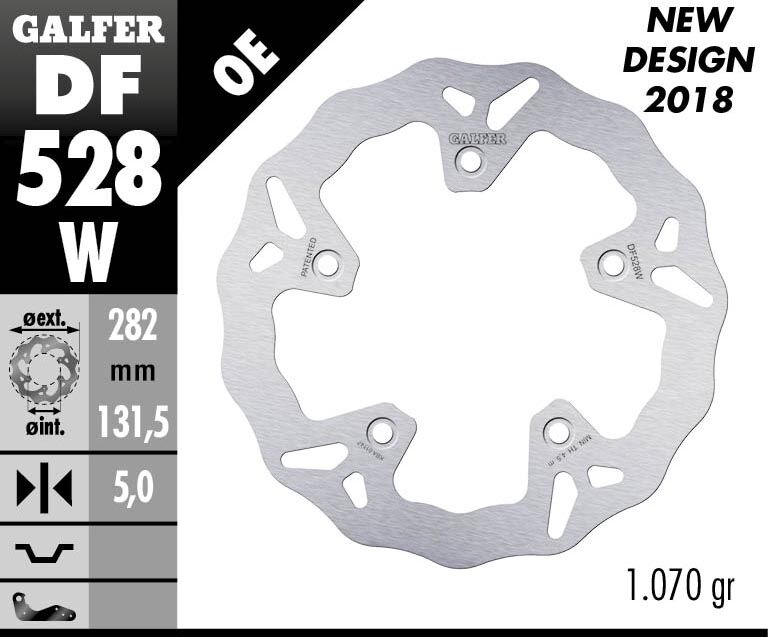 Galfer Wave® Brake Rotor for 2012-2024 YAMAHA Silver Solid-Mount Rear One Piece (Fixed) Stainless Steel #DF528W