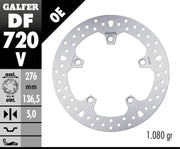 Galfer Brake Rotor Fixed Round for 2013-2024 BMW Silver Solid-Mount Rear One Piece (Fixed) Stainless Steel #DF720V