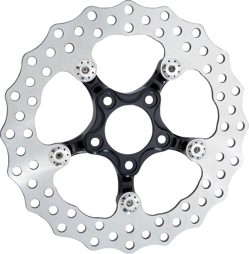 Arlen Ness Spider Rotor - 420 High-Carbon Stainless Steel, Each - Black / Chrome