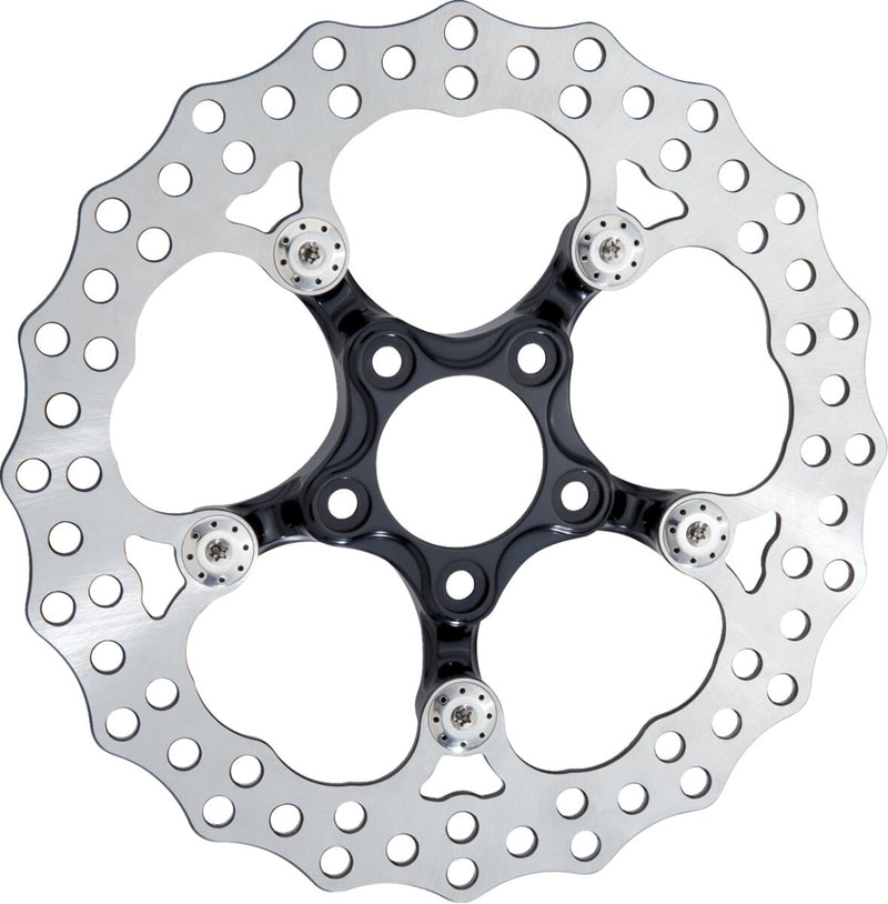Arlen Ness Spider Rotor - Each, 420 High-Carbon Stainless Steel - Black / Chrome for Harley-Davidson Touring 2023-2024