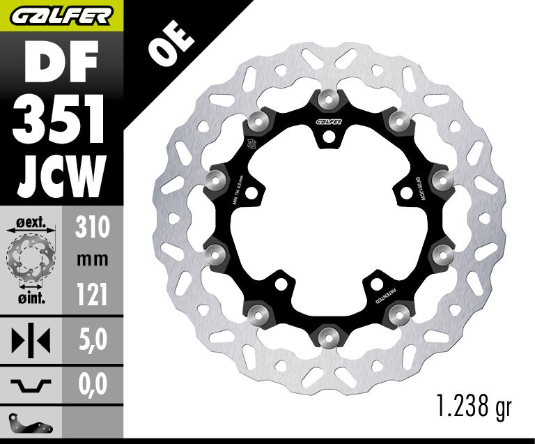 Galfer BRAKE ROTOR FLOATECH WAVE for 2005-2026 SUZUKI Wave® Black Silver Full-Floating Front Two Piece (Floating) Aluminium Stainless Steel #DF351JCW