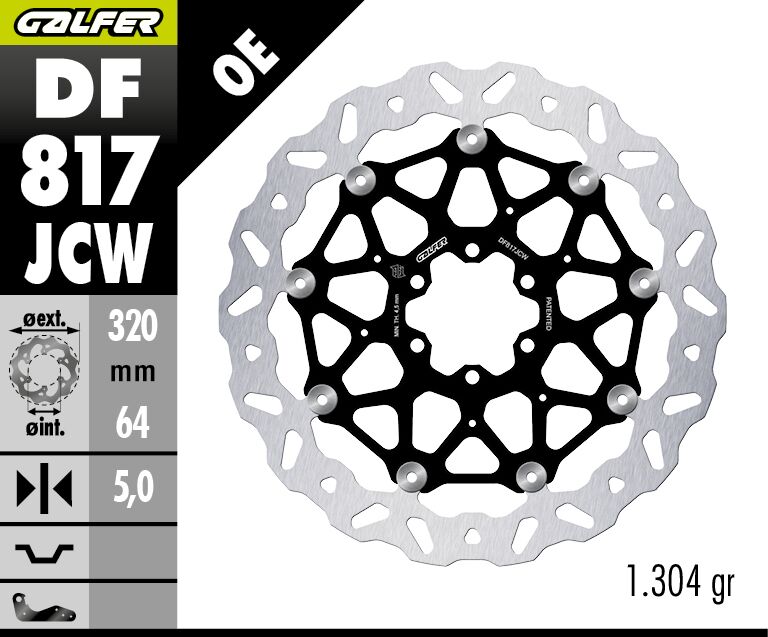 Galfer BRAKE ROTOR FLOATECH WAVE Wave® Black Silver Full-Floating Front Two Piece (Floating) Aluminium Stainless Steel #DF817JCW