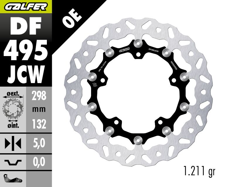Galfer BRAKE ROTOR FLOATECH WAVE for 2003-2026 YAMAHA Wave® Black Silver Full-Floating Front Two Piece (Floating) Aluminium Stainless Steel #DF495JCW