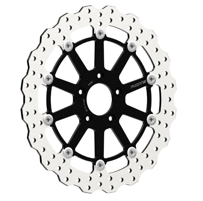 Rick's Motorcycles BRAKE ROTOR FLOATING WAVE DESING for 1999-2022 Harley-Davidson Black Stainless Steel Full-Floating Rear Two Piece (Floating) #20-W020292-0