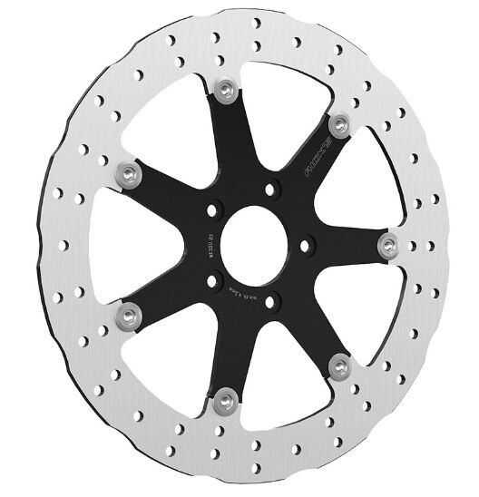 Rick's Motorcycles BRAKE ROTOR FLOATING WAVE DESING for 2005-2025 Harley-Davidson Black Silver Full-Floating Two Piece (Floating) Stainless Steel