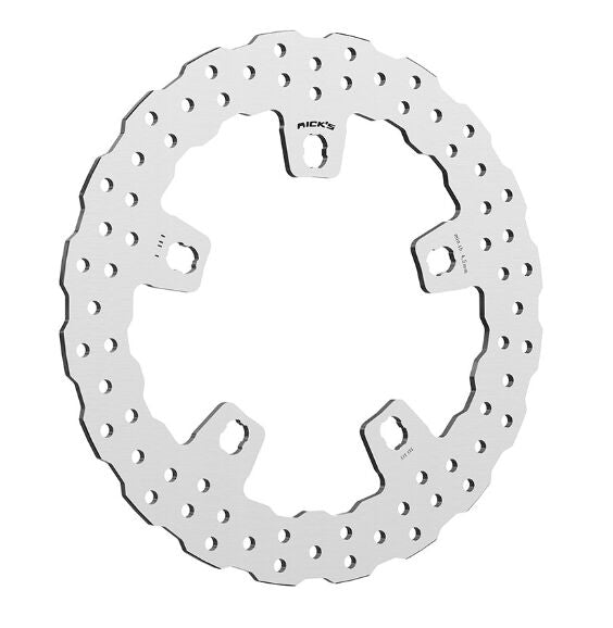 Rick's Motorcycles BRAKE ROTOR FIXED WAVE for 2014-2023 Harley-Davidson Silver Stainless Steel Solid-Mount One Piece (Fixed)