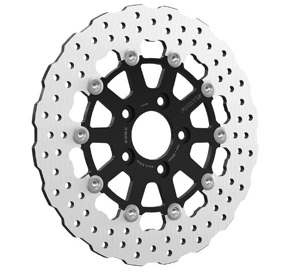 Rick's Motorcycles BRAKE ROTOR FLOATING WAVE DESING for 2008-2023 Harley-Davidson Black Silver Full-Floating Two Piece (Floating) Stainless Steel #20-WR20300-7
