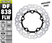 Galfer DF838FLW for 2014-2023 Harley-Davidson Floating Wave® Brake Rotor Black Silver Full-Floating Front Two Piece (Floating) Stainless Steel