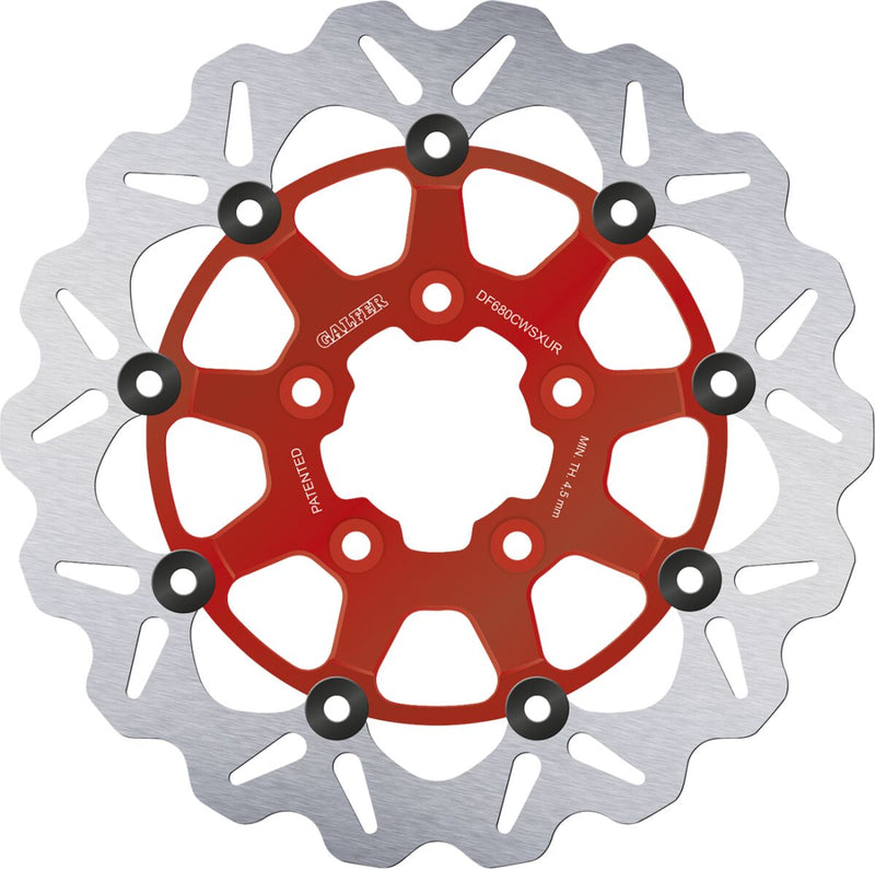 Galfer Brake Rotor for 1986-2017, 2022-2023 Harley-Davidson Red Silver Front Floating #DF680CWSXUR