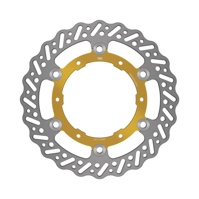 EBC Supercross Contour Series Brake Rotors for 2008-2019 YAMAHA WR 250 R Wave® Gold Silver Full-Floating Front Two Piece (Floating) Aluminium Stain... #MD6320C