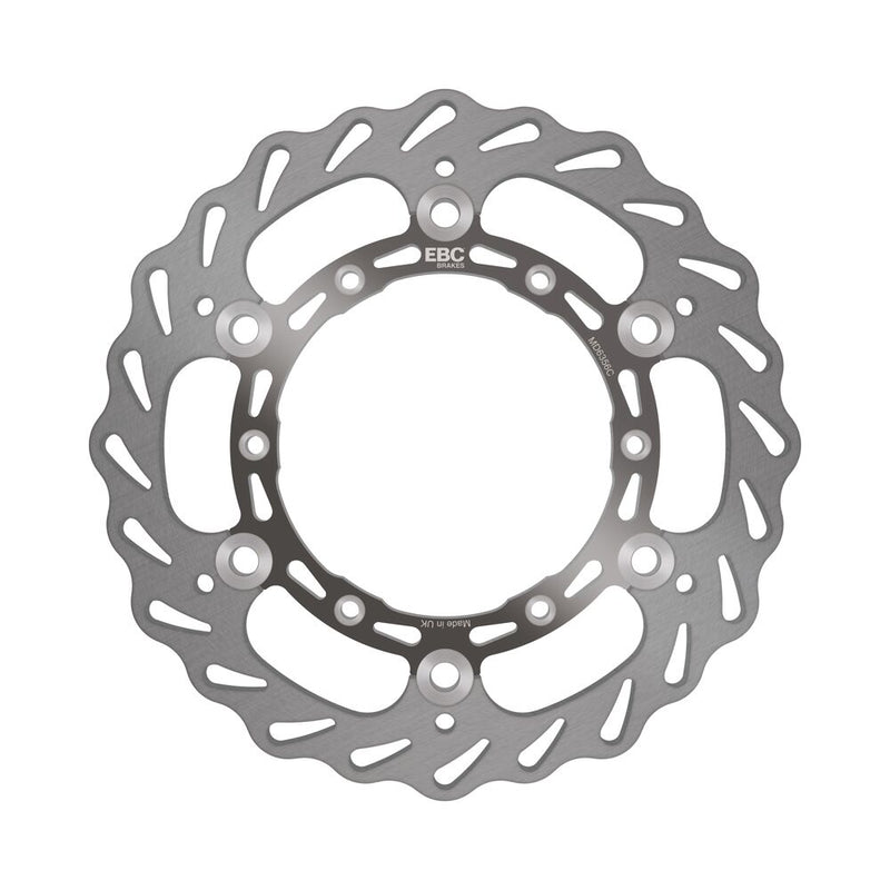 EBC Supercross Contour Series Brake Rotors for 2001-2020 YAMAHA D Series Silver Stainless Steel Solid-Mount Front Two Piece (Floating) #MD6356C