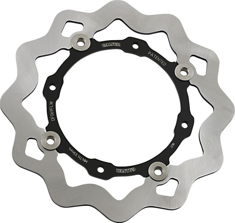 Galfer Brake Rotor Wave® Black Raw Rear Two Piece (Floating) 420 High-Carbon Stainless Steel #DF069FLW
