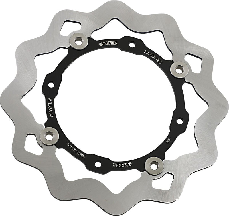 Galfer Brake Rotor Wave® Black Raw Rear Two Piece (Floating) 420 High-Carbon Stainless Steel #DF069FLW