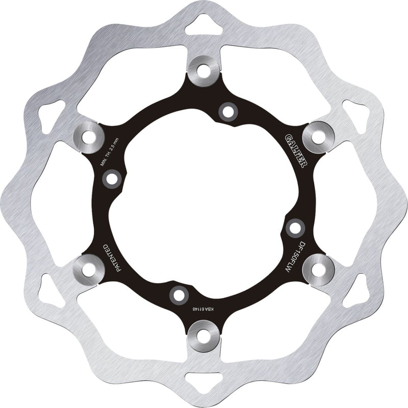 Galfer Brake Rotor for 1983-2011, 2020-2025 KAWASAKI Black Raw Front Two Piece (Floating) 420 High-Carbon Stainless Steel #DF150FLW