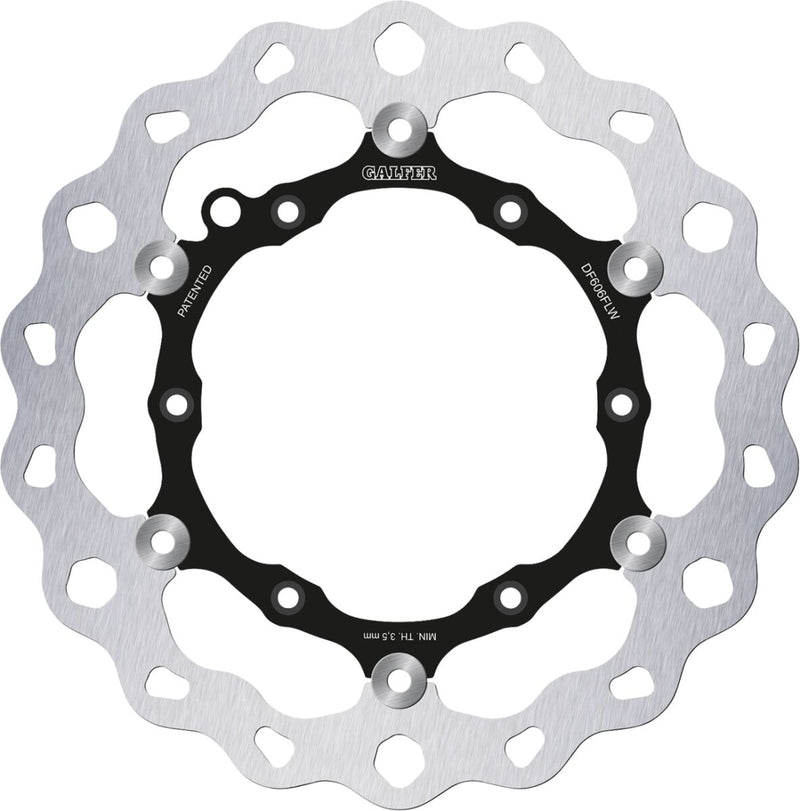 Galfer Brake Rotor Black Raw Front Two Piece (Floating) 420 High-Carbon Stainless Steel #DF606FLW