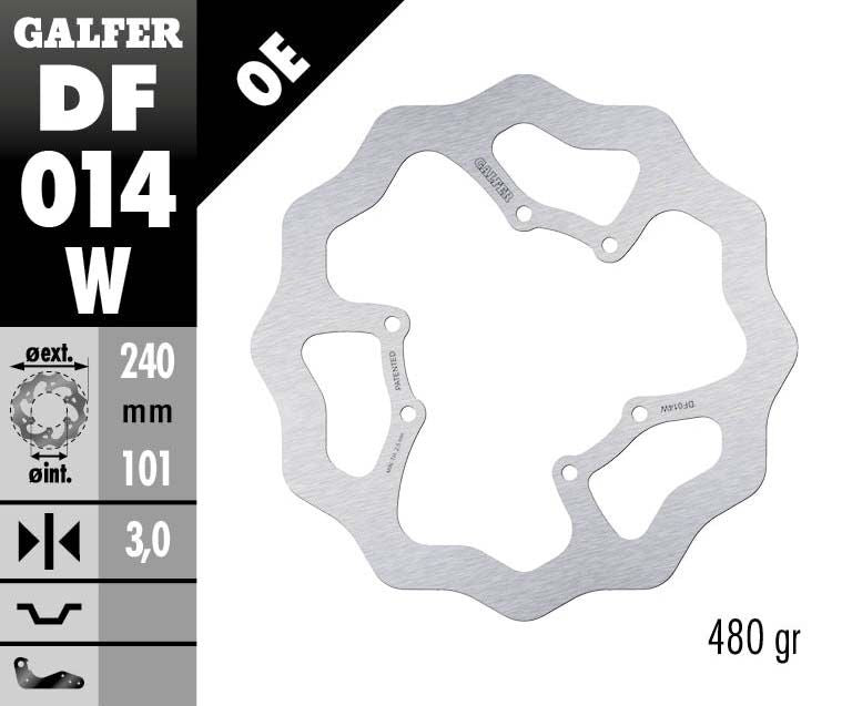 Galfer Wave® Brake Rotor Silver Stainless Steel Solid-Mount Front One Piece (Fixed) #DF014W