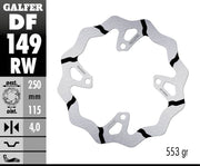 Galfer BRAKE ROTOR FIXED WAVE GROOVED OVERSIZE for 2019-2020 KAWASAKI Wave® Black Silver Solid-Mount Rear One Piece (Fixed) Stainless Steel #DF149RW