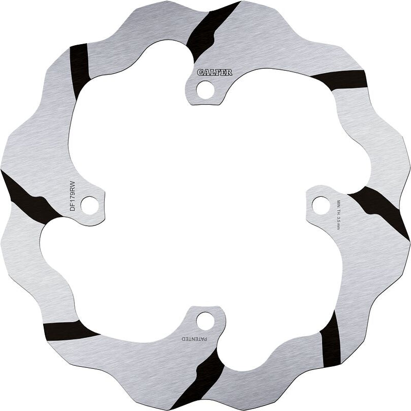 Galfer BRAKE ROTOR FIXED WAVE GROOVED OVERSIZE for 2015-2019 KAWASAKI Wave® Black Silver Solid-Mount Rear One Piece (Fixed) Stainless Steel #DF179RW