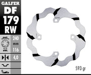 Galfer BRAKE ROTOR FIXED WAVE GROOVED OVERSIZE for 2015-2019 KAWASAKI Wave® Black Silver Solid-Mount Rear One Piece (Fixed) Stainless Steel #DF179RW