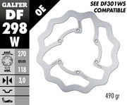 Galfer Wave® Brake Rotor Polished Silver Solid-Mount Front One Piece (Fixed) Stainless Steel #DF298W