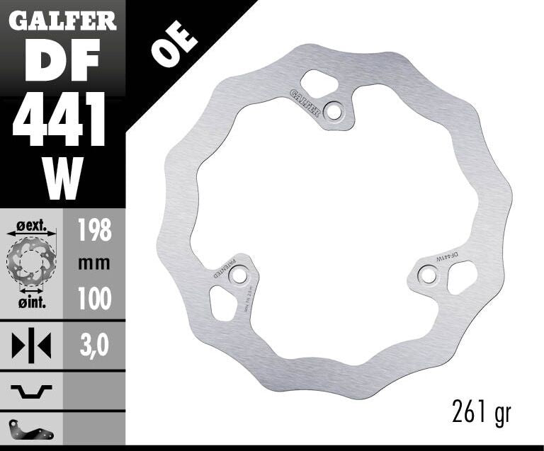 Galfer Wave® Brake Rotor for 2018-2026 YAMAHA YZ 65 Polished Silver Solid-Mount Front One Piece (Fixed) Stainless Steel #DF441W