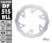 Galfer Wave® Brake Rotor Polished Silver Solid-Mount Rear One Piece (Fixed) Stainless Steel #DF515WLL