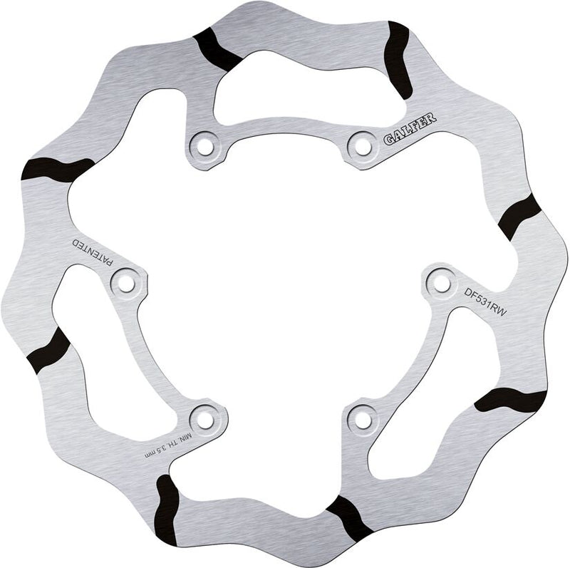 Galfer BRAKE ROTOR FIXED WAVE GROOVED OVERSIZE for 2018-2026 YAMAHA Wave® Black Polished Solid-Mount One Piece (Fixed) Stainless Steel #DF531RW