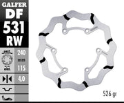 Galfer BRAKE ROTOR FIXED WAVE GROOVED OVERSIZE for 2018-2026 YAMAHA Wave® Black Polished Solid-Mount One Piece (Fixed) Stainless Steel #DF531RW