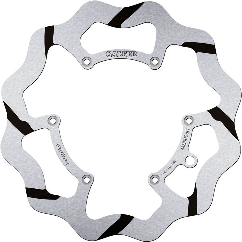 Galfer BRAKE ROTOR FIXED WAVE GROOVED OVERSIZE Wave® Black Polished One Piece (Fixed) Stainless Steel #DF606RW