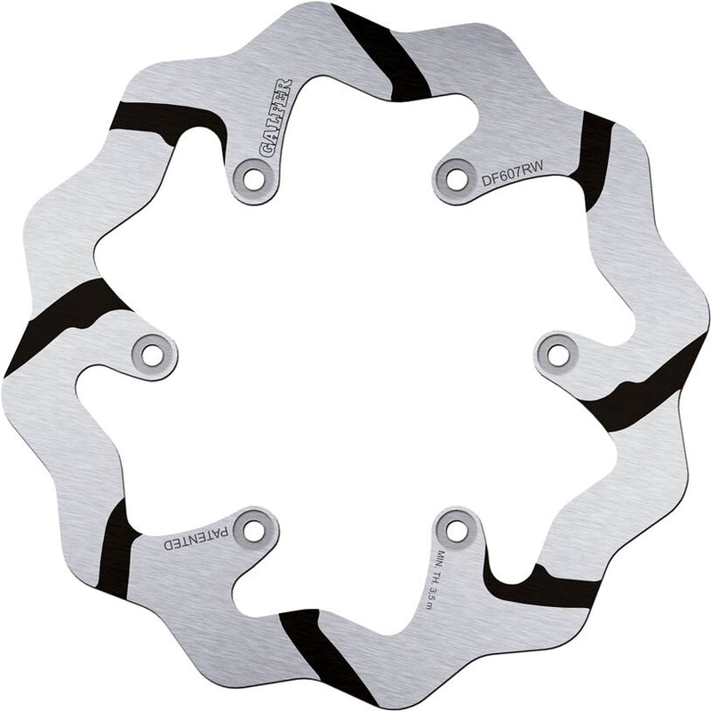 Galfer BRAKE ROTOR FIXED WAVE GROOVED OVERSIZE Wave® Black Polished Rear One Piece (Fixed) Stainless Steel #DF607RW