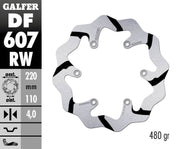 Galfer BRAKE ROTOR FIXED WAVE GROOVED OVERSIZE Wave® Black Polished Rear One Piece (Fixed) Stainless Steel #DF607RW